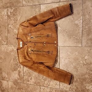 Vintage Santa Fe hand painted Char suede jacket 10